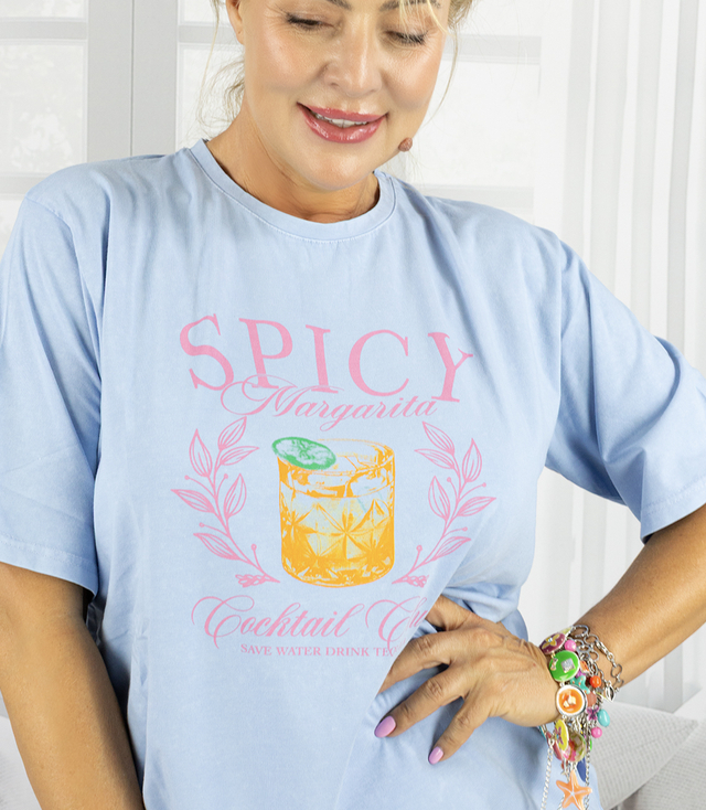 Długi damski T-shirt  tunika luźny fason kolorowy nadruk  SPICY