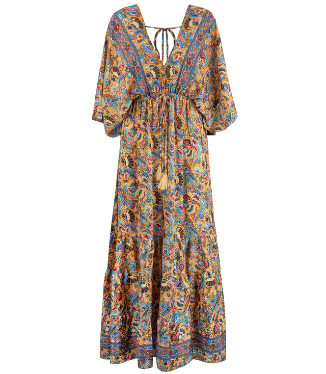 Long, airy dress in ethnic hippie style, Indian patterns SHANTI