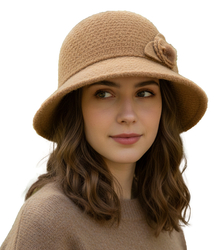 Women's hat cloche patch flower