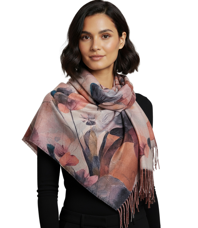 Square shawl scarf for women with tassels AGRAFKA