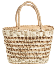 Medium basket, summer bag, stiff woven handbag