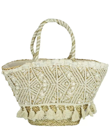 Large natural basket trapeze handbag boho  