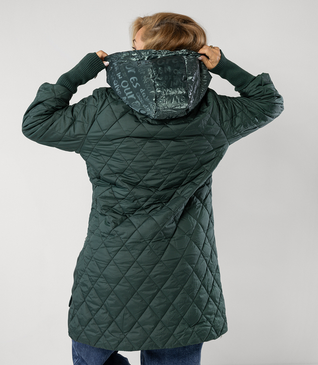Long winter jacket with decorative hood LUNA