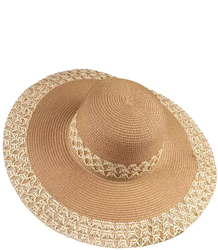 Fashionable large braided openwork hat