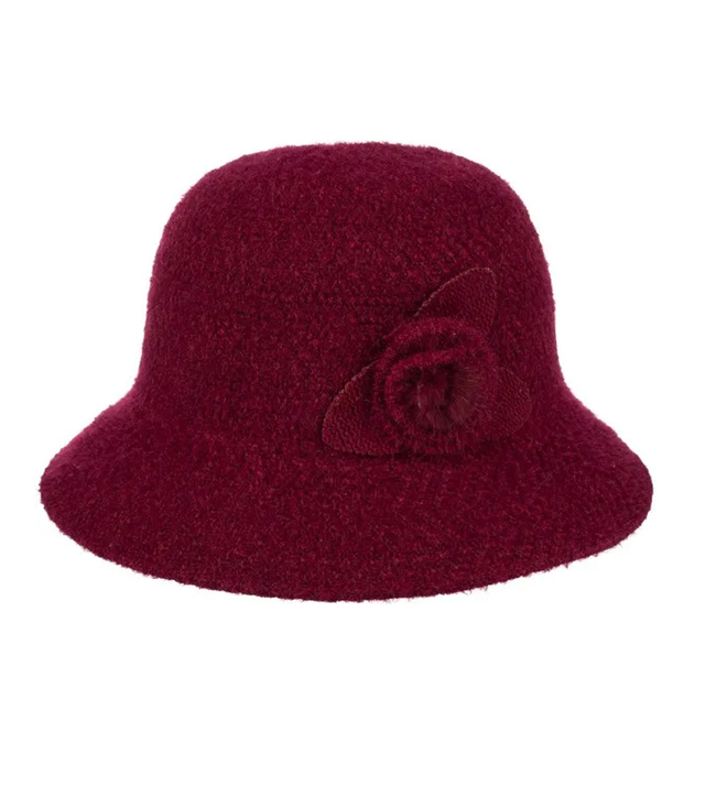 Women's hat cloche patch flower