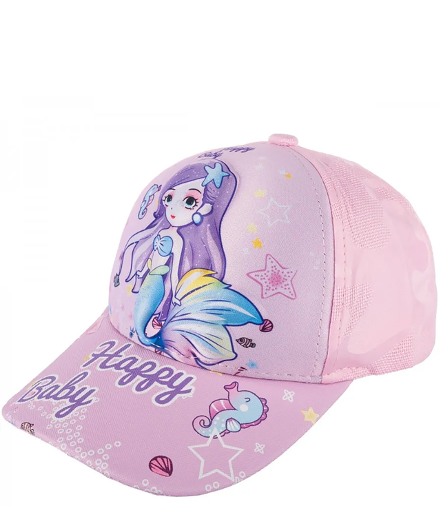 Children's baseball cap decorated with mermaid print