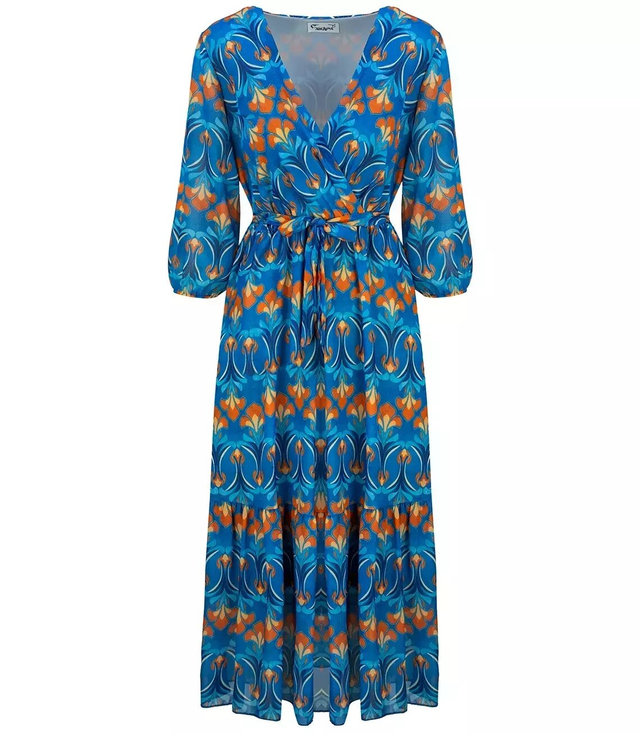 Zwiewna sukienka w kwiaty MIDI falbanki