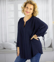 Elegant oversize tunic shirt with ties on sleeves SOPHIE