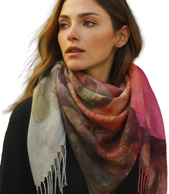 Women's scarf with floral pattern 100x100