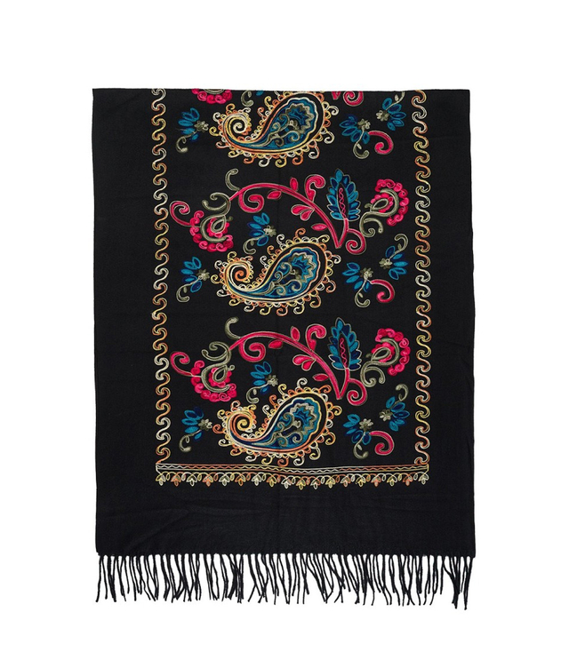 Szal damski z roślinnym ornamentem stylowy