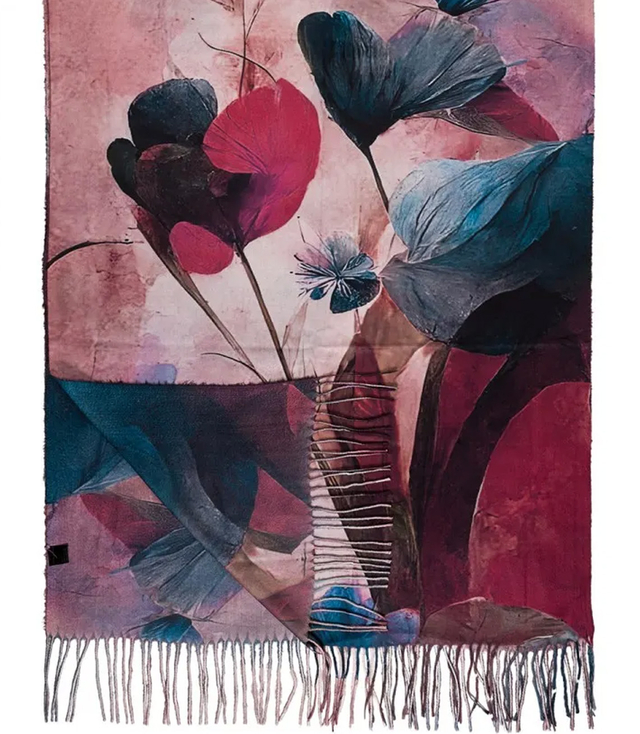 Square shawl scarf for women with tassels AGRAFKA