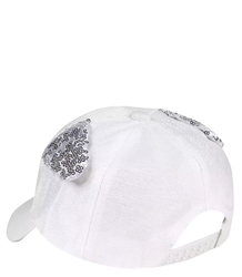 Children's hat with a cat and sequins visor