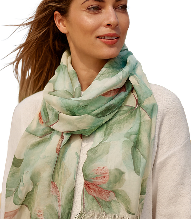 Women's floral pattern scarf 180x70
