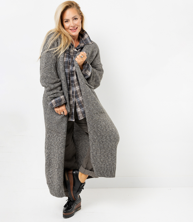 Long warm melange cardigan AURORA