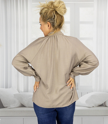 Romantic blouse with binding and brooch ROSE