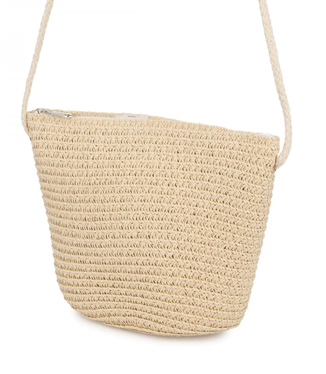 Children's Straw Handbag with Mermaid Tail and Shells