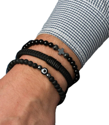 Set of men's bracelets natural stone eye of the prophet