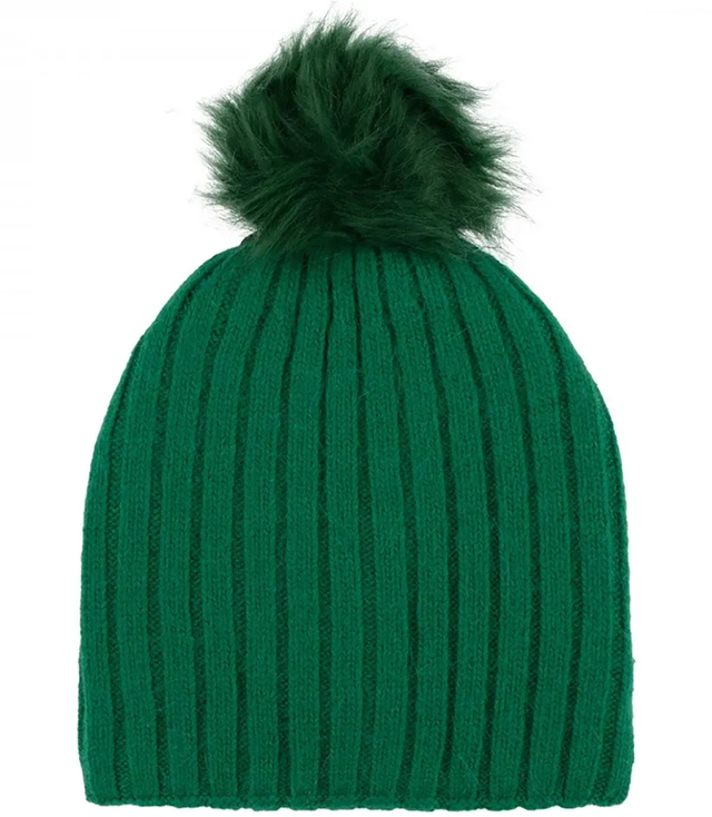 Warm ribbed women's cap with pom-pom autumn winter hat 