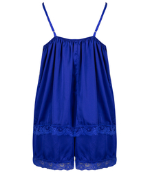 Satin pajama set with lace shorts top petticoat