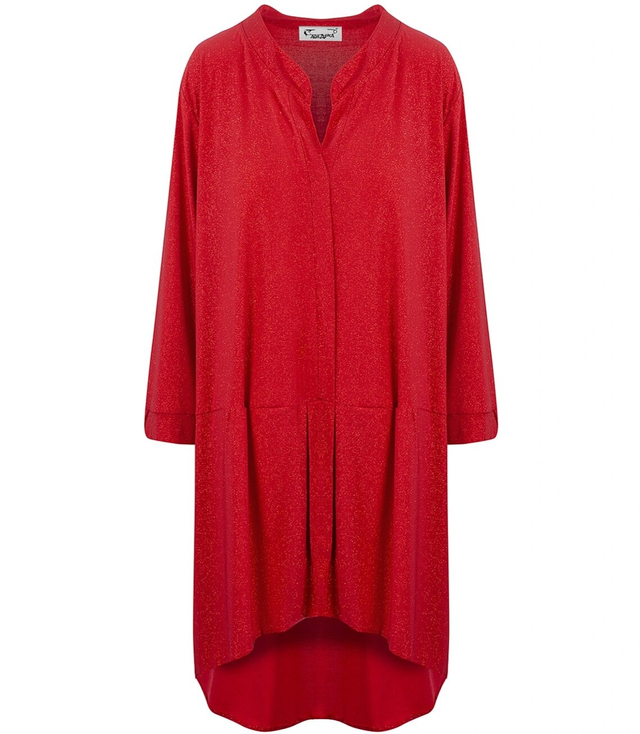 Koszula Tunika oversize dłuższy tył Brokatowa Luźna Plus Size