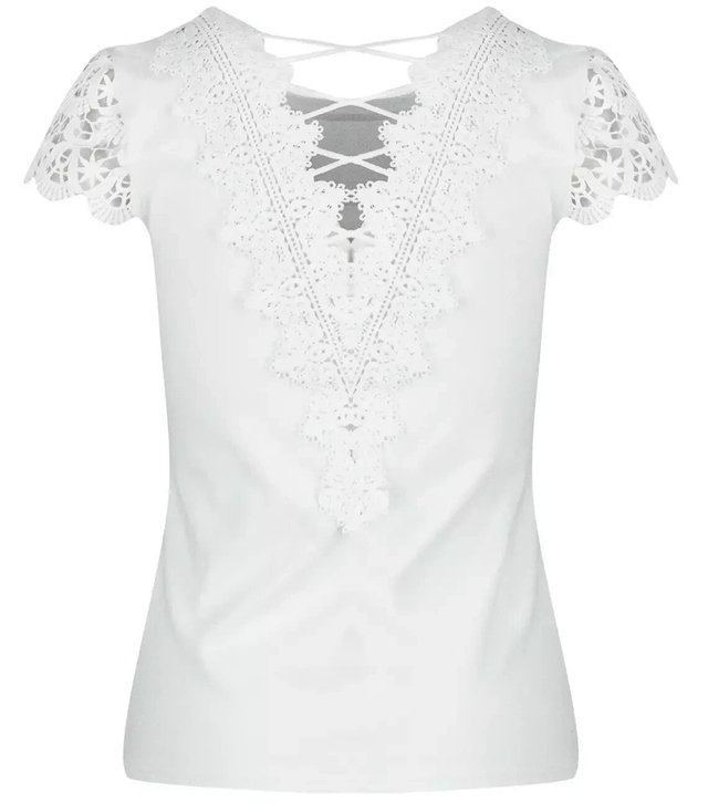 Blouse short sleeve lace shirt IRMA