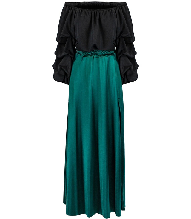 Long elegant satin skirt with a slit EWA