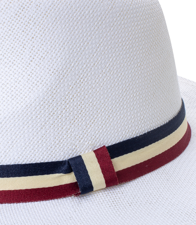 Men's Panama hat with three-color stripe