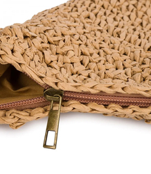 Semi-circular boho handbag with eco-leather strap and zipper closure