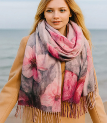 Square shawl scarf for women with tassels AGRAFKA