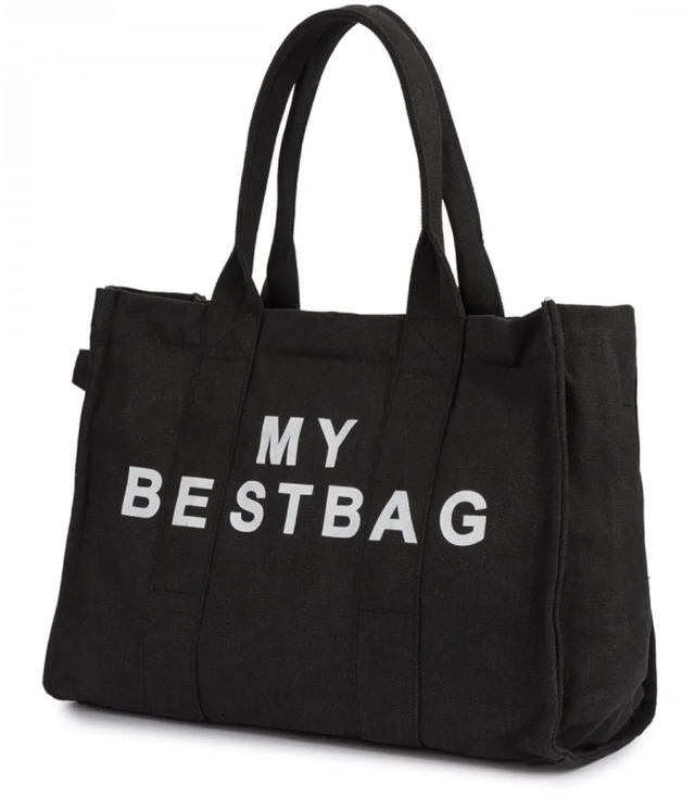 Large shopper bag one-color with the inscription "My Bestbag"