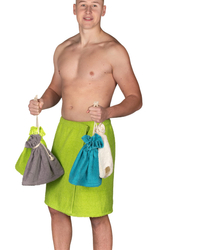 Men's sauna terry cloth kilt with pocket on elastic band