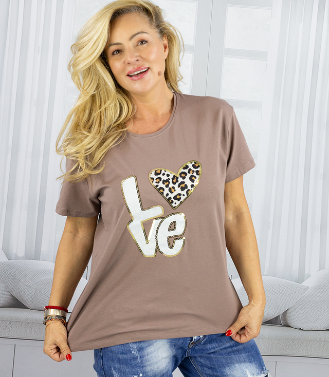 T-shirt blouse with LOVE print and sequins ALINA