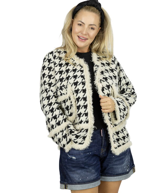 MILA boucle jacket in peplite with decorative buttons