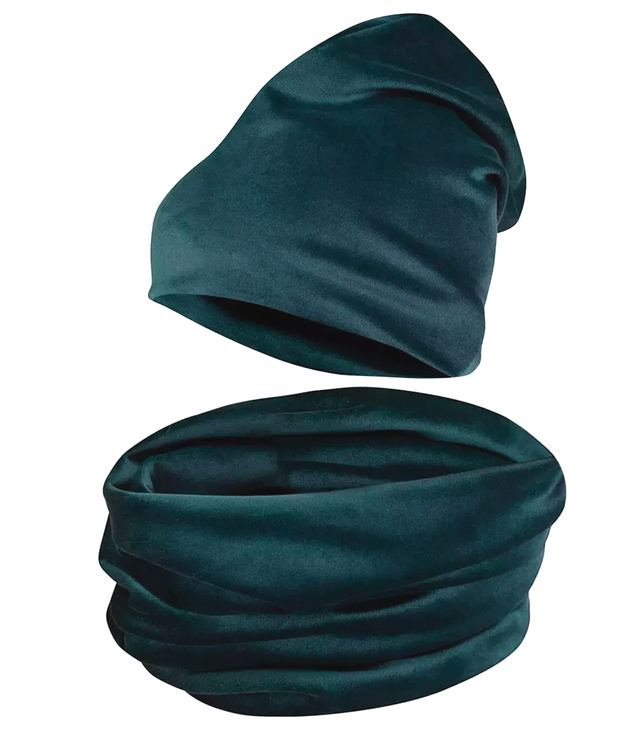 Velour winter set cap and chimney plain one-color