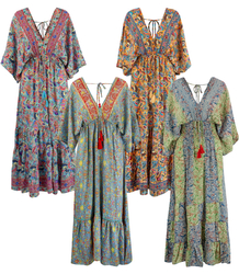 Long, airy dress in ethnic hippie style, Indian patterns SHANTI