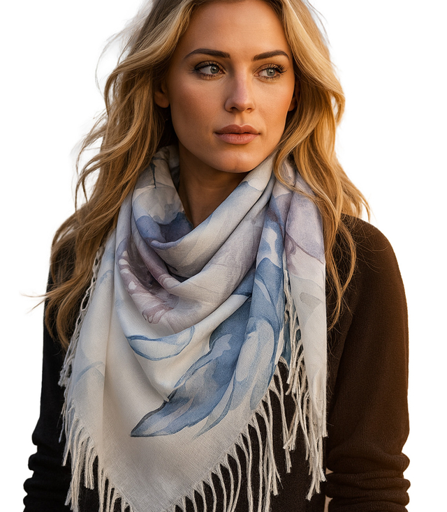 Women's scarf with floral pattern 100x100