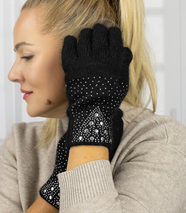 Women's elegant gloves with zircons
