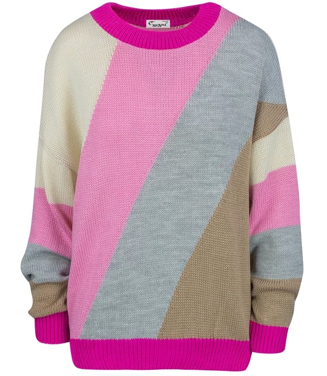LINDA women's sweater with colorful twill stripes