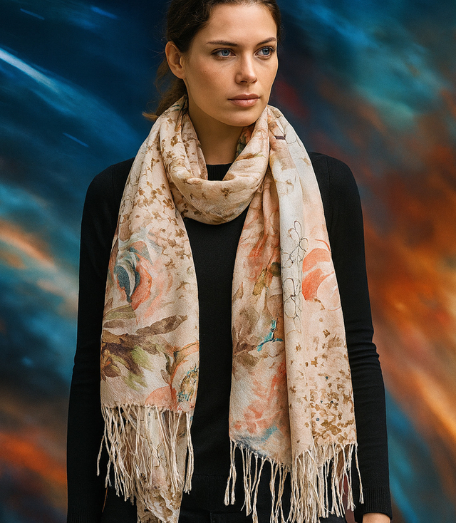 Women's floral pattern scarf 180x70