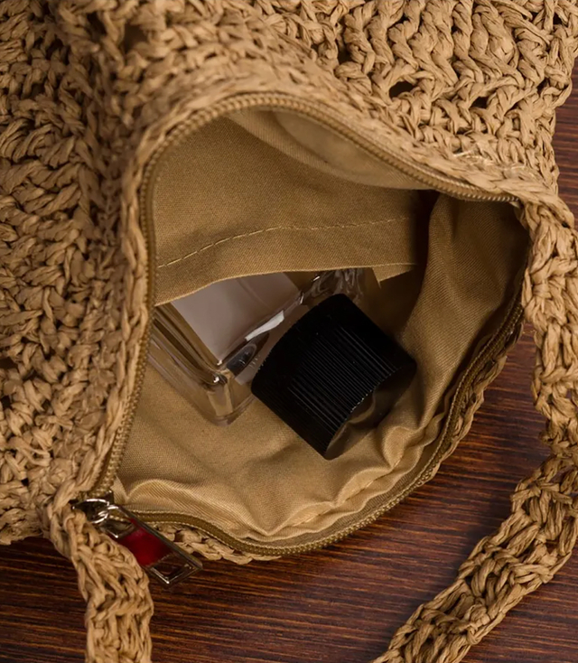 Braided boho handbag with long strap shell pattern