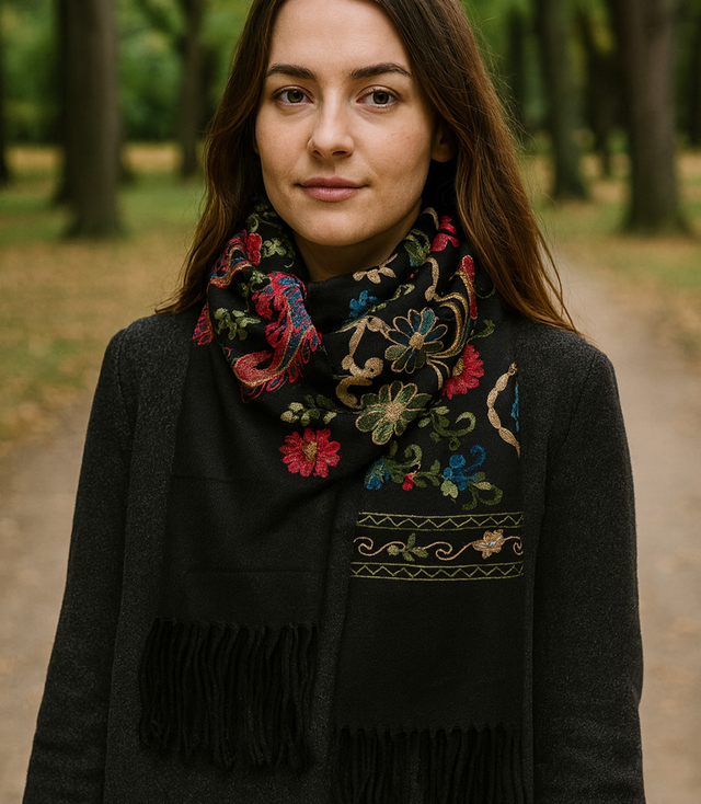 Women's scarf with floral ornament stylish