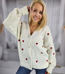 Warm and cozy women's sweater with hearts for autumn SUMMER