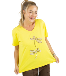 T-shirt blouse with decorative dragonfly applique LIBELLA