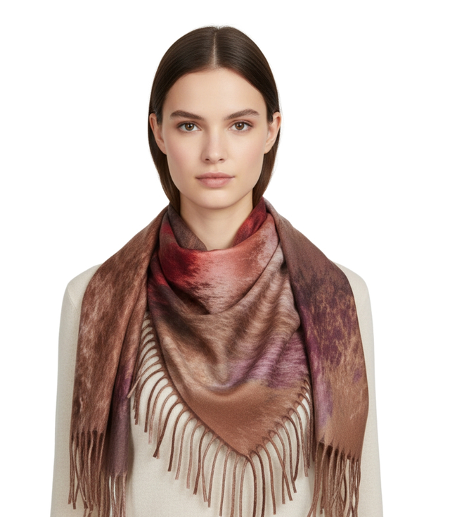 Modna wielokolorowa chusta szal szalik z frędzlami