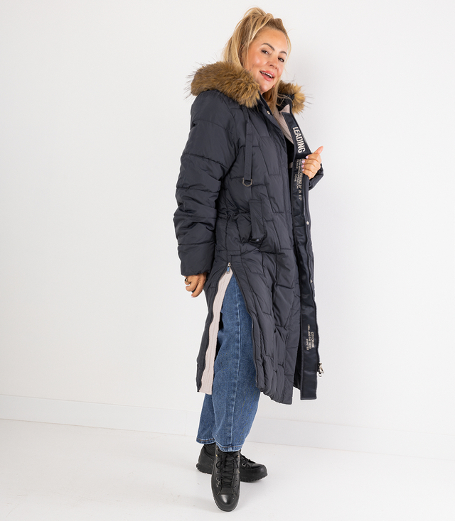 Długa kurtka pikowany płaszcz zimowy URBAN LONG PUFF PLUS SIZE