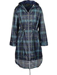 Lightweight longer checkered windbreaker parka coat