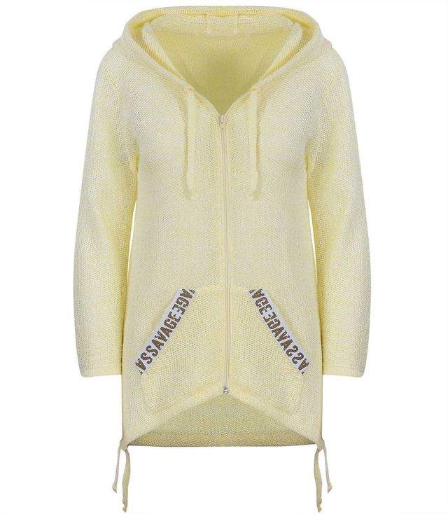 Ażurowy rozpinany sweter kaptur Kardigan