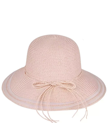 Women's straw hat with stripes on the brim