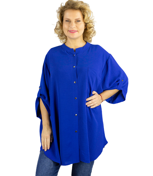 Elegant oversize blouse shirt with stand-up collar ANNA