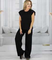 Women's tracksuit t-shirt with cushioned wide pants in butter fabric MAVA